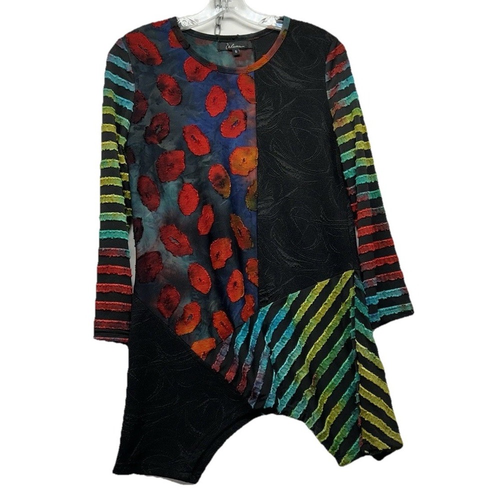 Caleesa Women's Small Multicolor Polyester/Rayon/Spandex Tunic Top (E7)